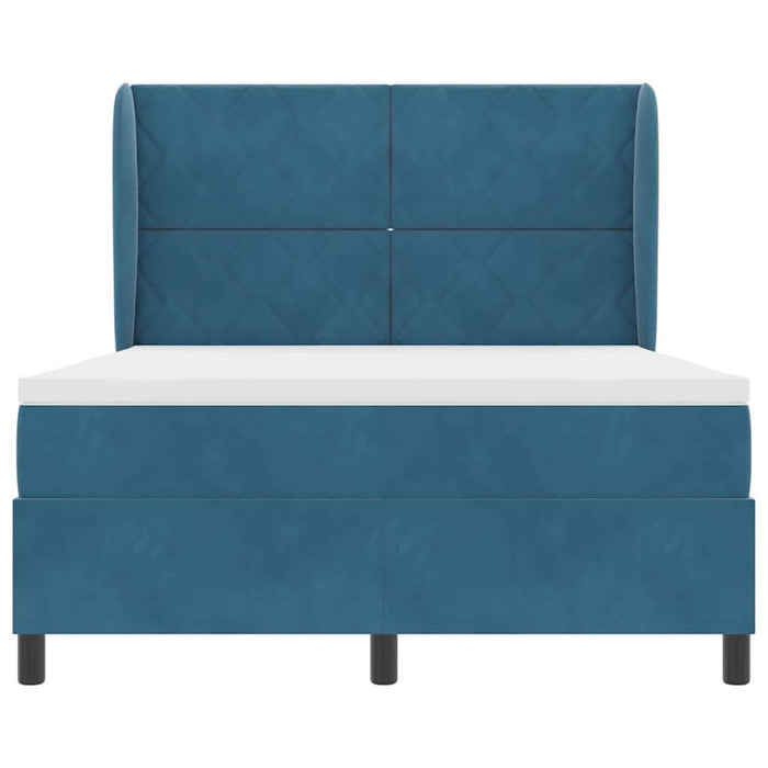 Pat cu arcuri cu headboard Albastru închis 200 x 140 cm Catifea WALTI
