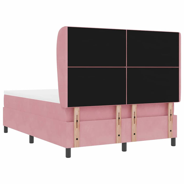 Pat cu arcuri cu headboard Manual Roz 200 x 140 cm Catifea WALTI