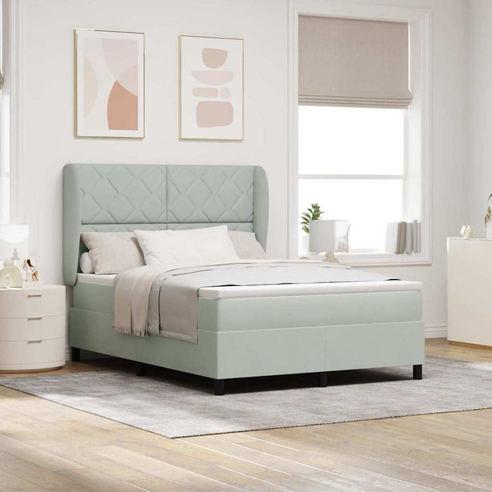 Pat cu arcuri cu headboard Gri deschis 200 x 160 cm Catifea - WALTI WALTI
