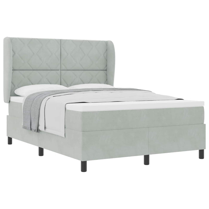 Pat cu arcuri cu headboard Gri deschis 200 x 160 cm Catifea - WALTI WALTI