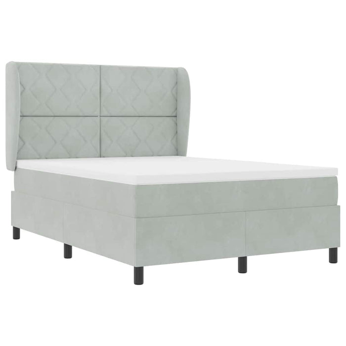 Pat cu arcuri cu headboard Gri deschis 200 x 160 cm Catifea - WALTI WALTI