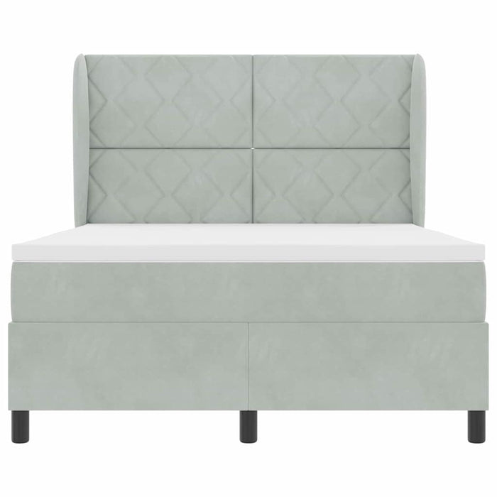 Pat cu arcuri cu headboard Gri deschis 200 x 160 cm Catifea - WALTI WALTI