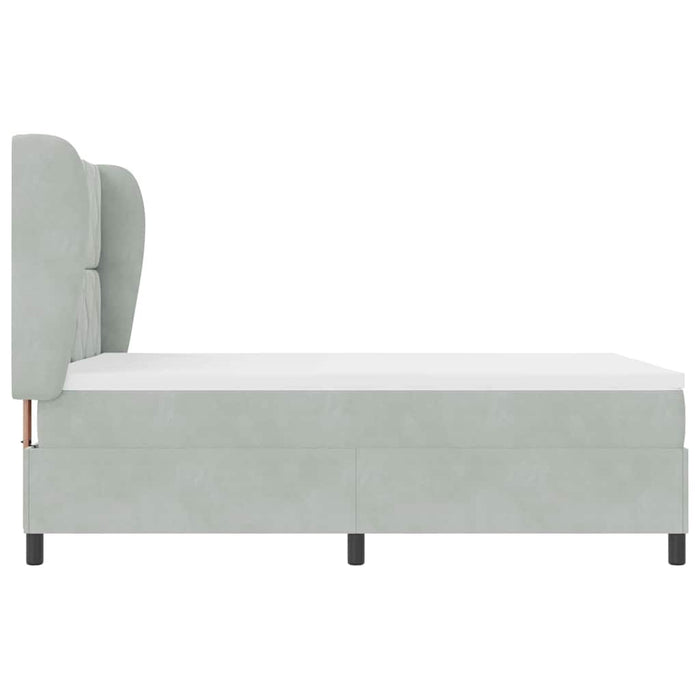 Pat cu arcuri cu headboard Gri deschis 200 x 160 cm Catifea - WALTI WALTI