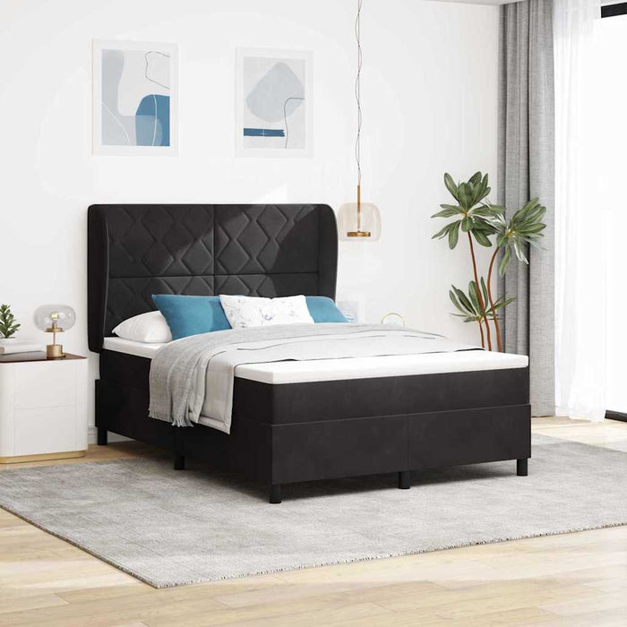 Pat cu arcuri cu headboard Manual Negru 200 x 160 cm Catifea WALTI
