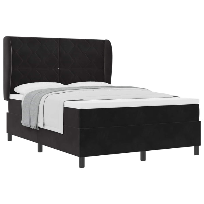 Pat cu arcuri cu headboard Manual Negru 200 x 160 cm Catifea WALTI