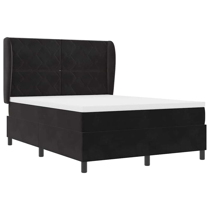 Pat cu arcuri cu headboard Manual Negru 200 x 160 cm Catifea WALTI