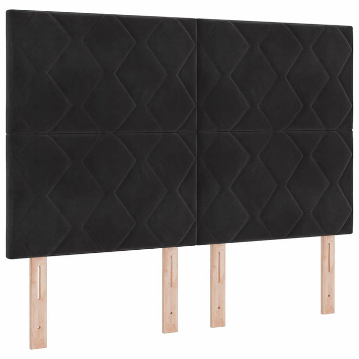 Pat cu arcuri cu headboard Manual Negru 200 x 160 cm Catifea WALTI