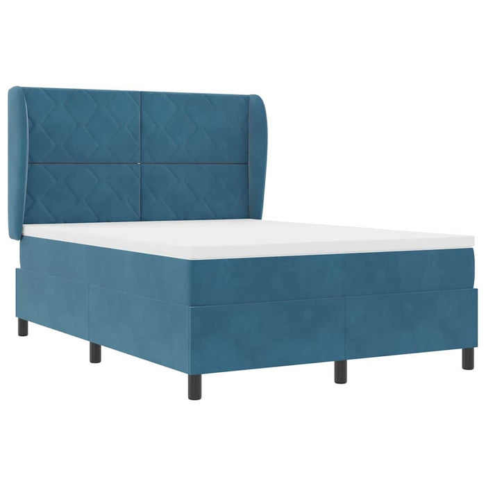 Pat cu arcuri cu headboard Albastru închis 200 x 160 cm Catifea WALTI