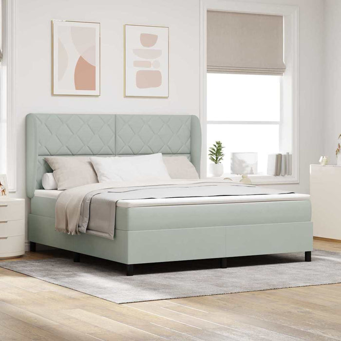 Pat cu arcuri cu saltea Gri deschis 200 x 180 cm Poliester - WALTI WALTI