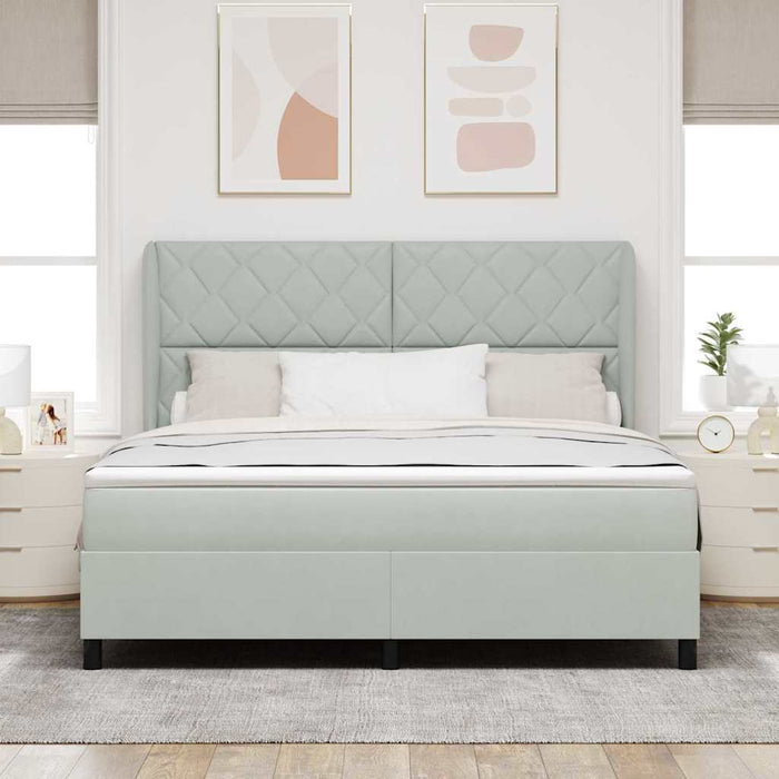 Pat cu arcuri cu saltea Gri deschis 200 x 180 cm Poliester - WALTI WALTI