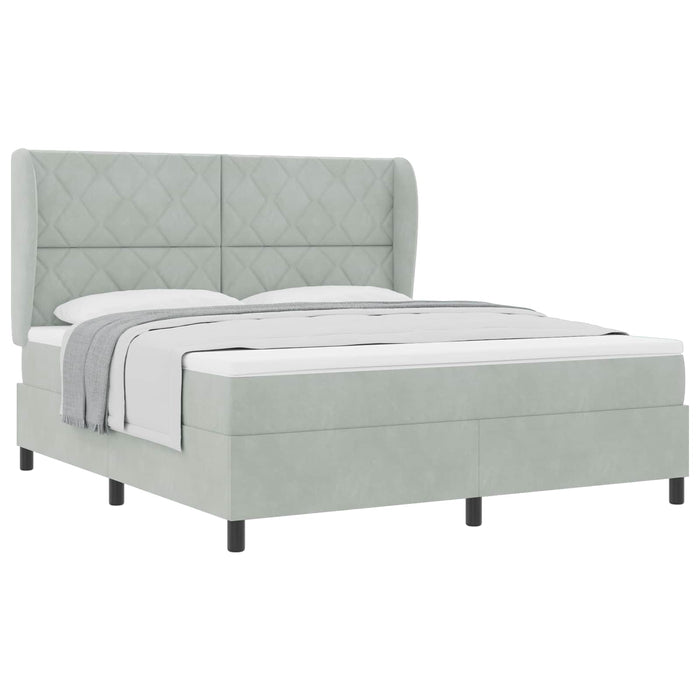 Pat cu arcuri cu saltea Gri deschis 200 x 180 cm Poliester - WALTI WALTI