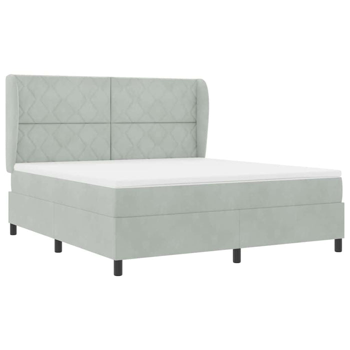 Pat cu arcuri cu saltea Gri deschis 200 x 180 cm Poliester - WALTI WALTI
