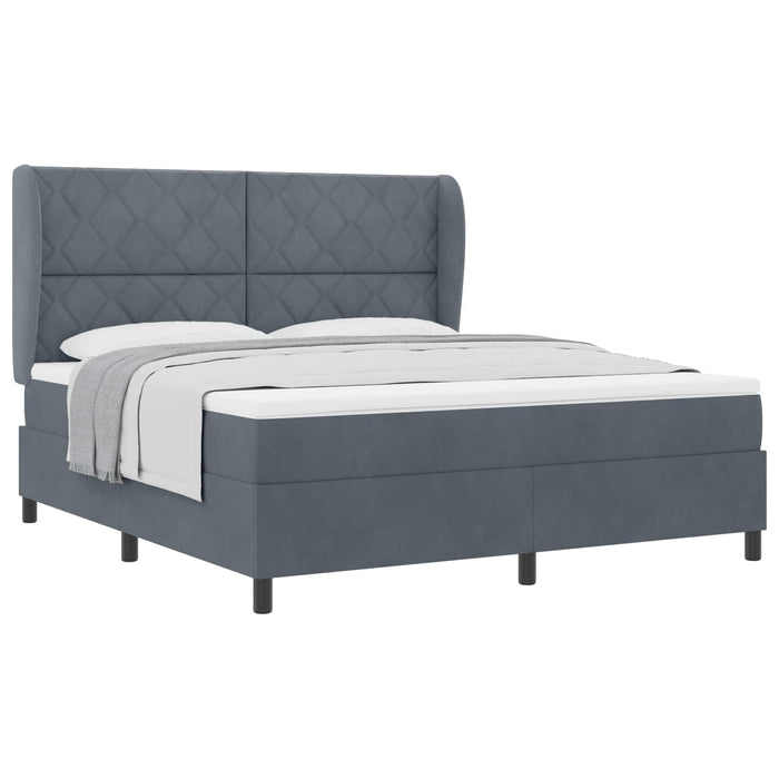 Pat cu arcuri cu headboard Gri închis 200 x 180 cm Catifea - WALTI WALTI