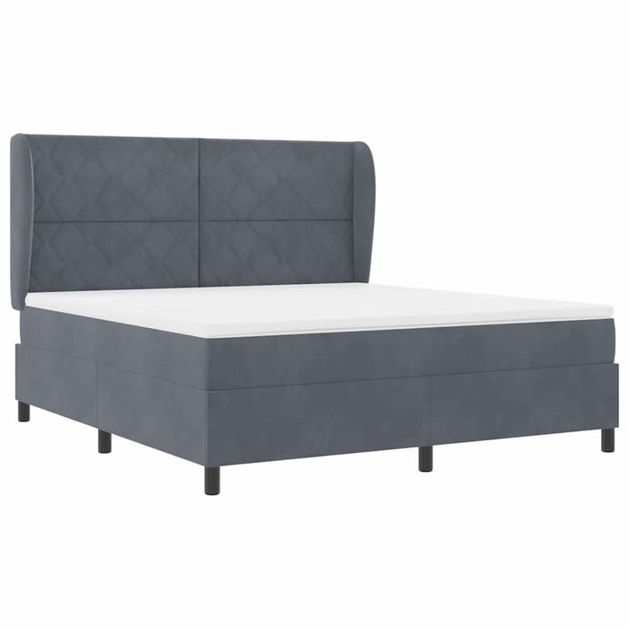 Pat cu arcuri cu headboard Gri închis 200 x 180 cm Catifea - WALTI WALTI