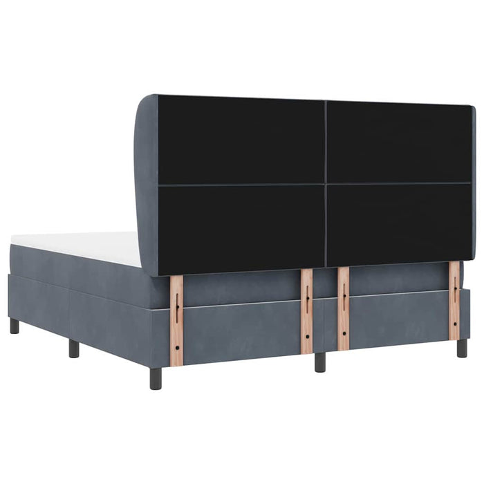 Pat cu arcuri cu headboard Gri închis 200 x 180 cm Catifea - WALTI WALTI