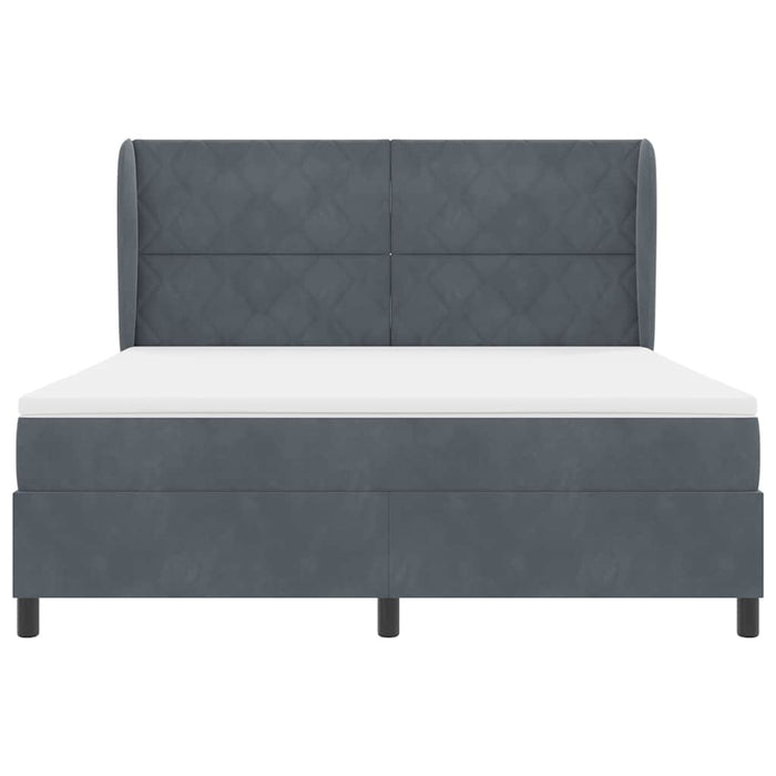 Pat cu arcuri cu headboard Gri închis 200 x 180 cm Catifea - WALTI WALTI