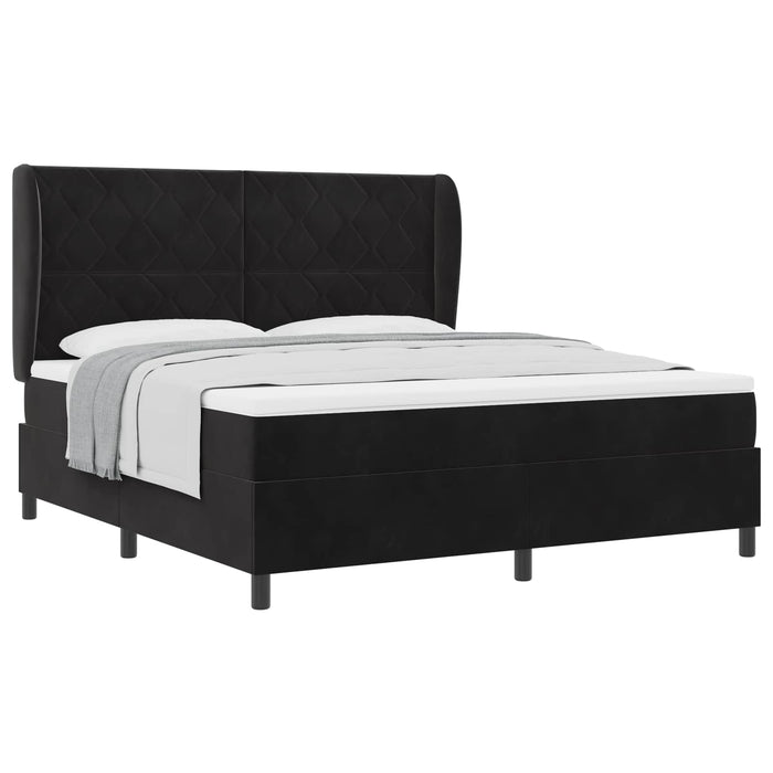 Pat cu arcuri cu headboard Manual Negru 200 x 180 cm Catifea WALTI