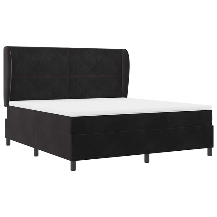 Pat cu arcuri cu headboard Manual Negru 200 x 180 cm Catifea WALTI