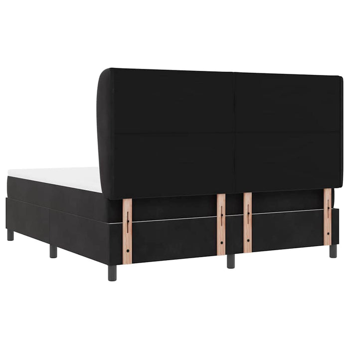 Pat cu arcuri cu headboard Manual Negru 200 x 180 cm Catifea WALTI