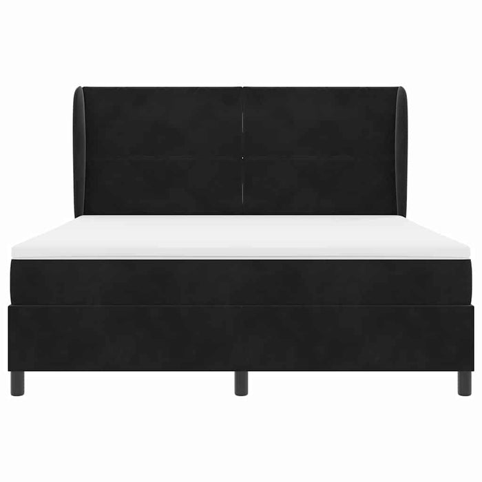 Pat cu arcuri cu headboard Manual Negru 200 x 180 cm Catifea WALTI