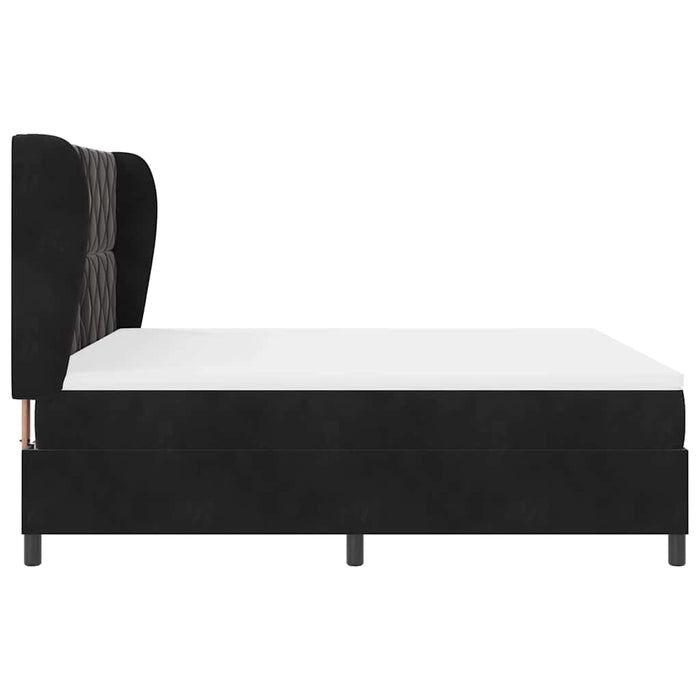 Pat cu arcuri cu headboard Manual Negru 200 x 180 cm Catifea WALTI
