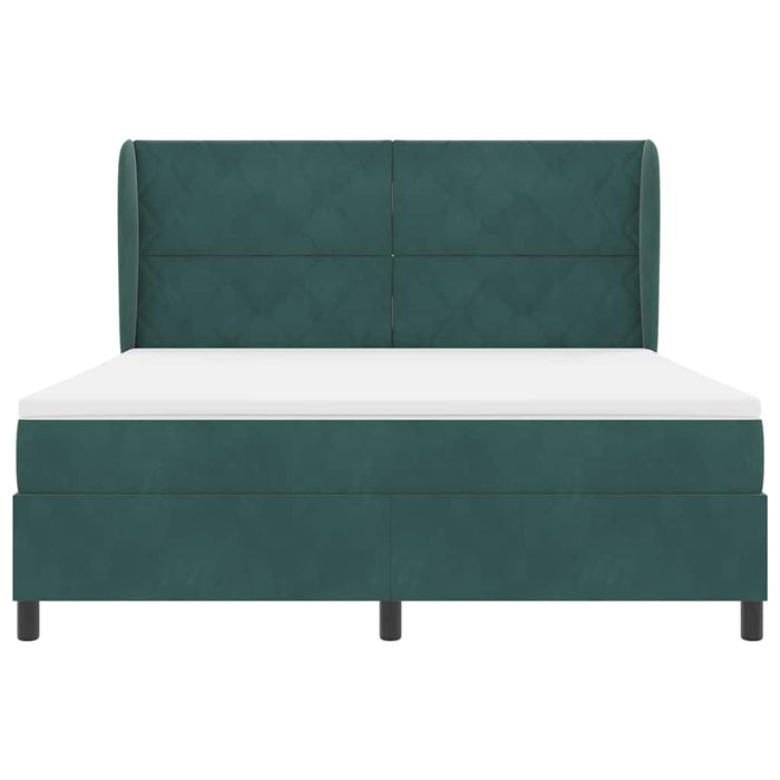 Pat cu arcuri cu headboard Verde închis 200 x 180 cm Catifea WALTI