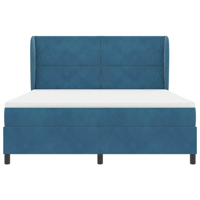 Pat cu arcuri cu saltea Albastru închis 200 x 180 cm Poliester - WALTI WALTI