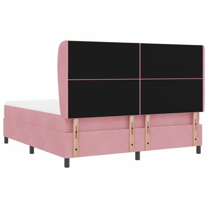 Pat cu arcuri cu headboard Manual Roz 200 x 180 cm Catifea WALTI