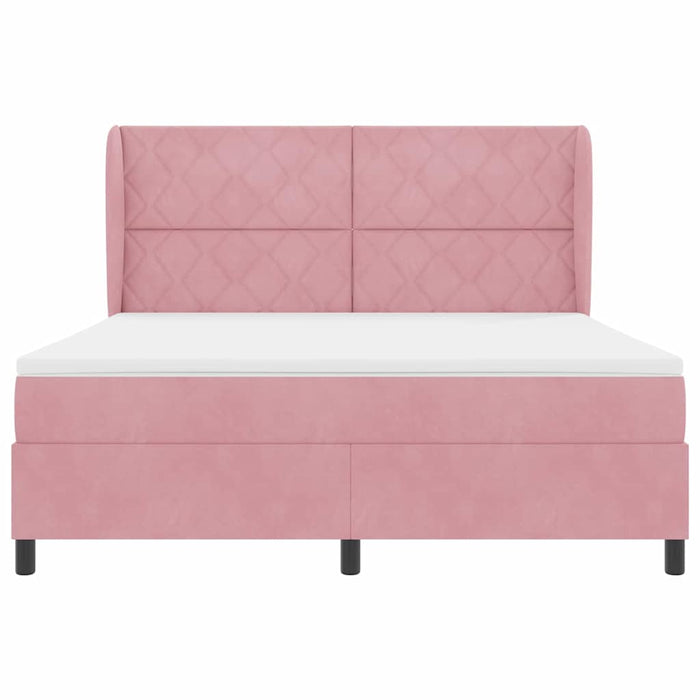 Pat cu arcuri cu headboard Manual Roz 200 x 180 cm Catifea WALTI