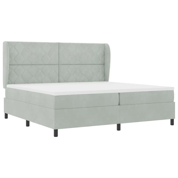 Pat cu arcuri cu headboard Gri deschis 200 x 200 cm Catifea - WALTI WALTI
