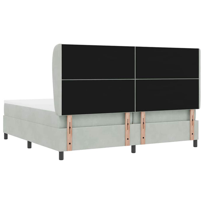 Pat cu arcuri cu headboard Gri deschis 200 x 200 cm Catifea - WALTI WALTI
