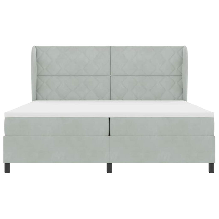 Pat cu arcuri cu headboard Gri deschis 200 x 200 cm Catifea - WALTI WALTI