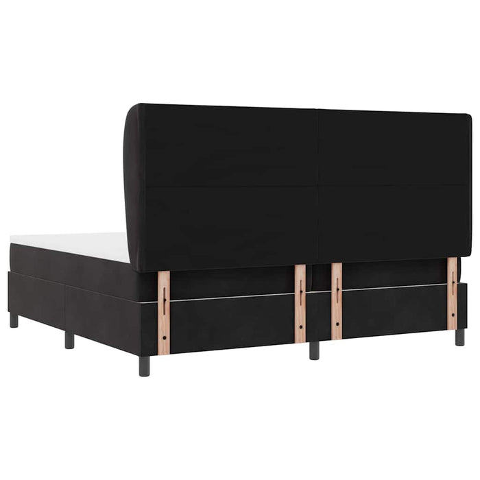 Pat cu arcuri cu headboard Manual Negru 200 x 200 cm Catifea WALTI