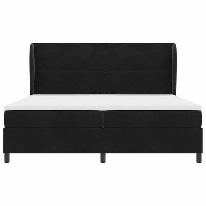 Pat cu arcuri cu headboard Manual Negru 200 x 200 cm Catifea WALTI