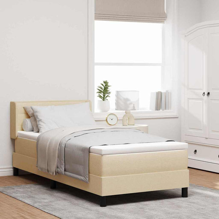 Pat cu arcuri cu headboard Manual Crem 200 x 80 cm țesătură WALTI