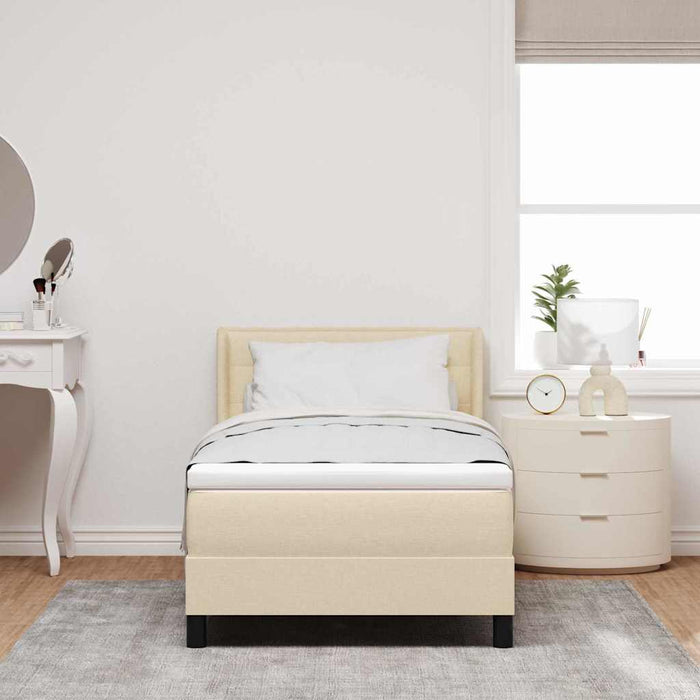 Pat cu arcuri cu headboard Manual Crem 200 x 80 cm țesătură WALTI