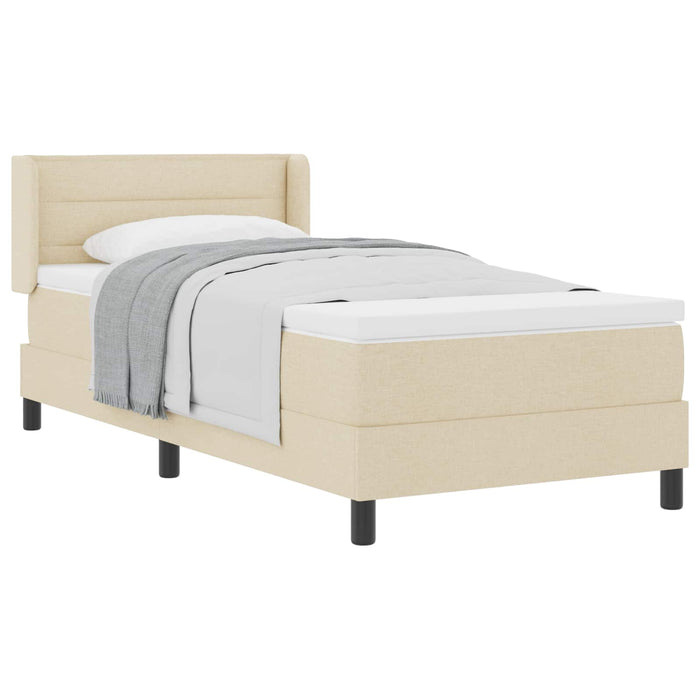 Pat cu arcuri cu headboard Manual Crem 200 x 80 cm țesătură WALTI