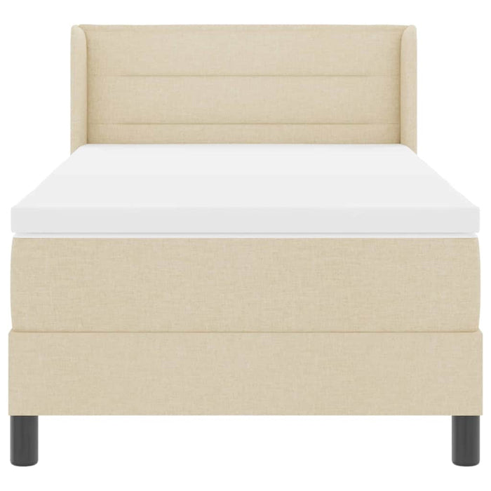 Pat cu arcuri cu headboard Manual Crem 200 x 80 cm țesătură WALTI