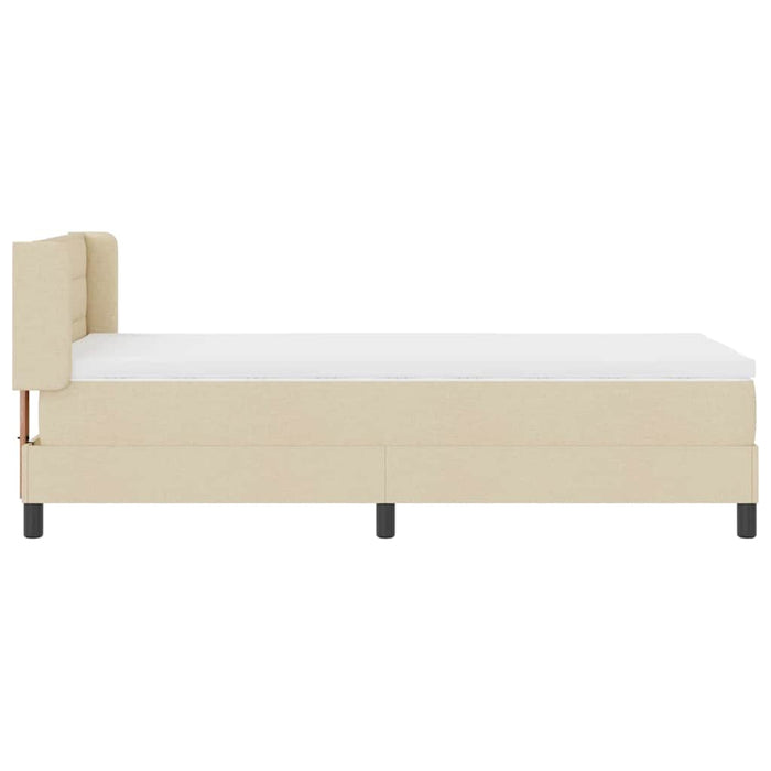 Pat cu arcuri cu headboard Manual Crem 200 x 80 cm țesătură WALTI