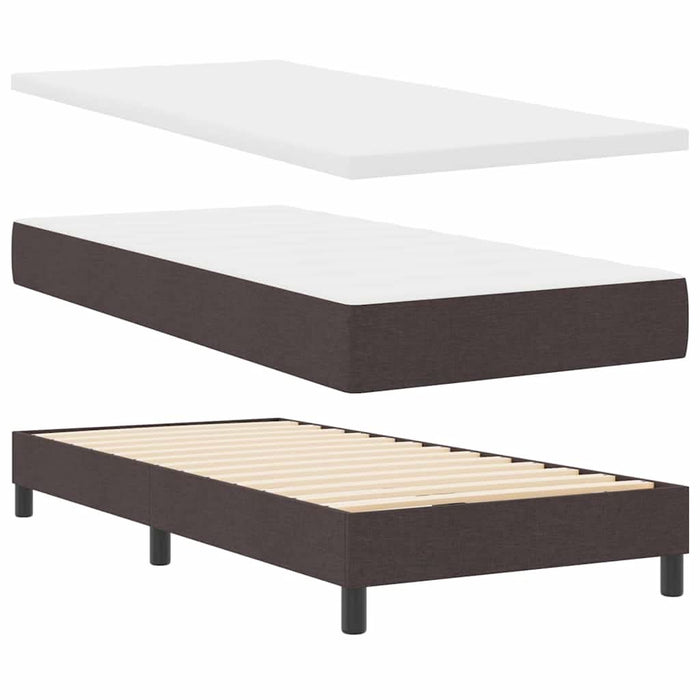 Pat cu arcuri cu saltea Maro închis 200 x 90 cm Poliester - WALTI WALTI