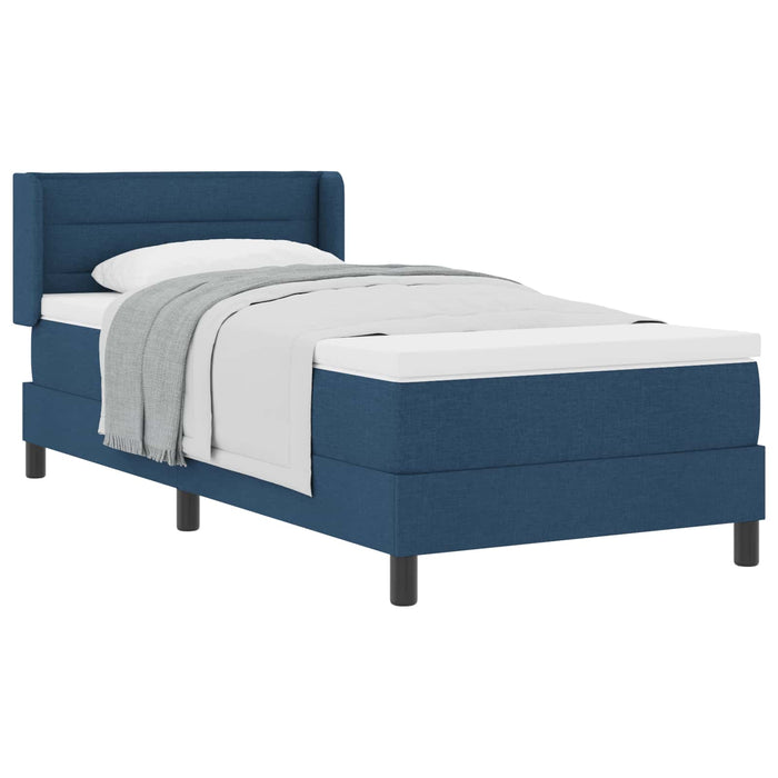 Pat cu arcuri cu headboard Manual albastru 200 x 90 cm țesătură WALTI