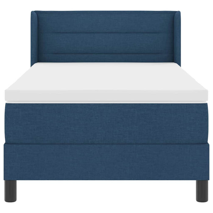 Pat cu arcuri cu headboard Manual albastru 200 x 90 cm țesătură WALTI