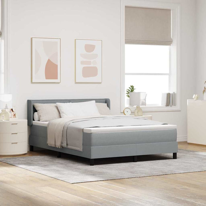 Pat cu arcuri cu saltea Gri deschis 190 x 140 cm Poliester - WALTI WALTI