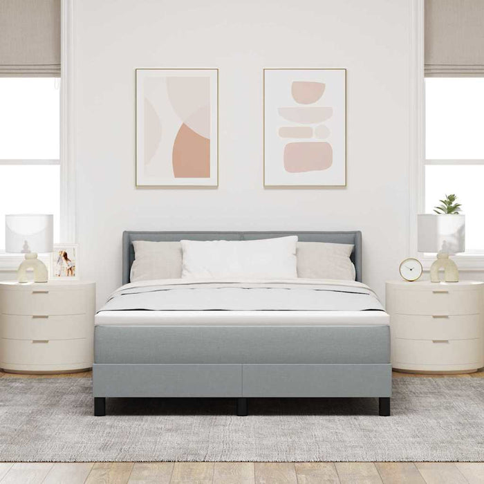 Pat cu arcuri cu saltea Gri deschis 190 x 140 cm Poliester - WALTI WALTI