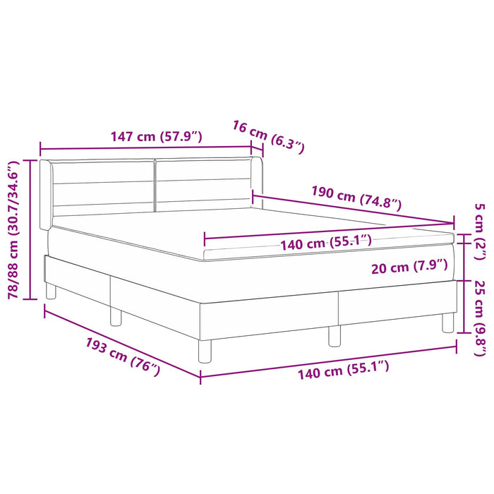 Pat cu arcuri cu saltea Negru 190 x 140 cm Poliester - WALTI WALTI