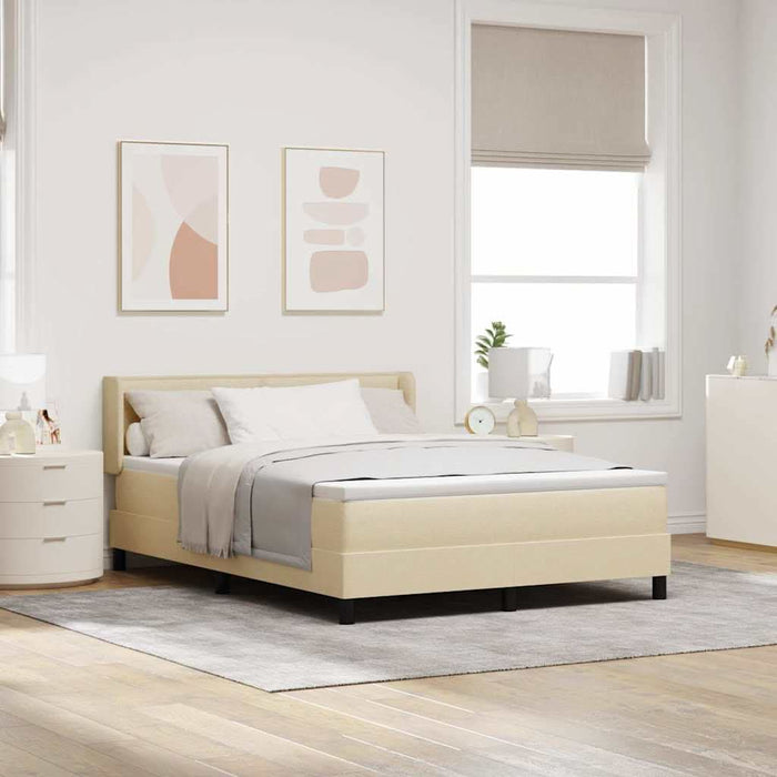 Pat cu arcuri cu saltea Crem 190 x 140 cm Poliester - WALTI WALTI