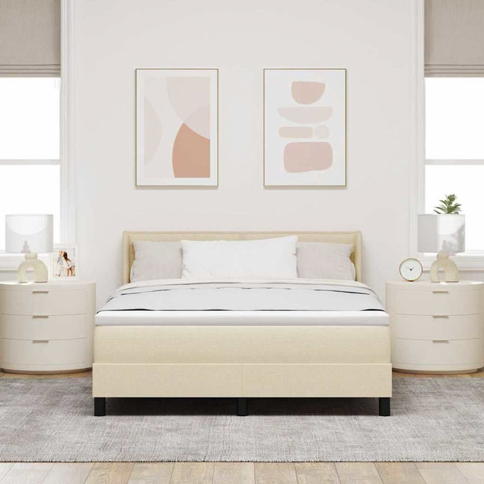 Pat cu arcuri cu saltea Crem 190 x 140 cm Poliester - WALTI WALTI