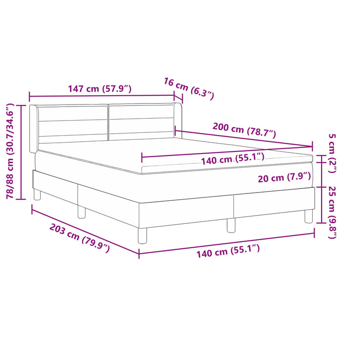 Pat cu arcuri cu headboard Maro închis 200 x 140 cm țesătură WALTI