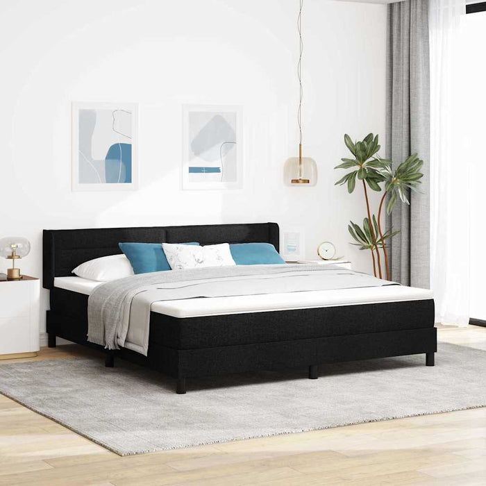 Pat cu arcuri cu saltea Negru 200 x 180 cm Poliester - WALTI WALTI