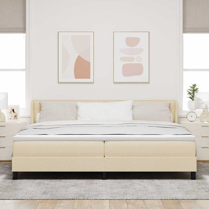 Pat cu arcuri cu saltea Crem 200 x 200 cm Poliester - WALTI WALTI